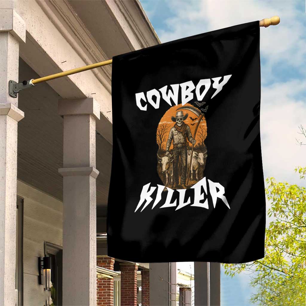 Cowboy Killer Halloween Skeleton Garden Flag Gothic Western Art - Wonder Print Shop