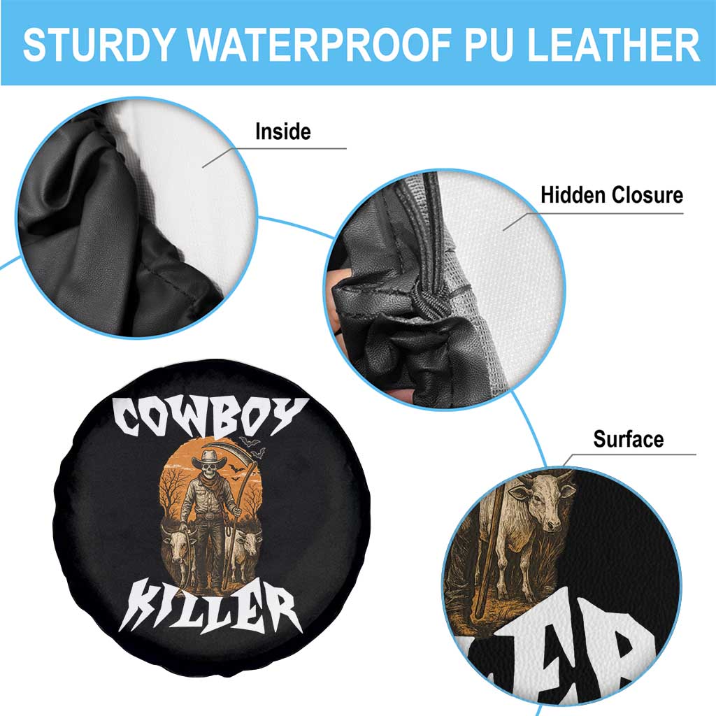 Cowboy Killer Halloween Skeleton Spare Tire Cover Gothic Western Art - Wonder Print Shop