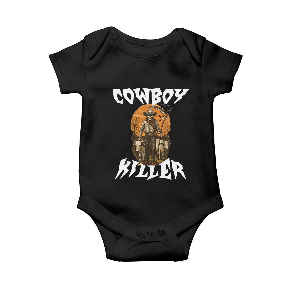 Cowboy Killer Halloween Skeleton Baby Onesie Gothic Western Art - Wonder Print Shop