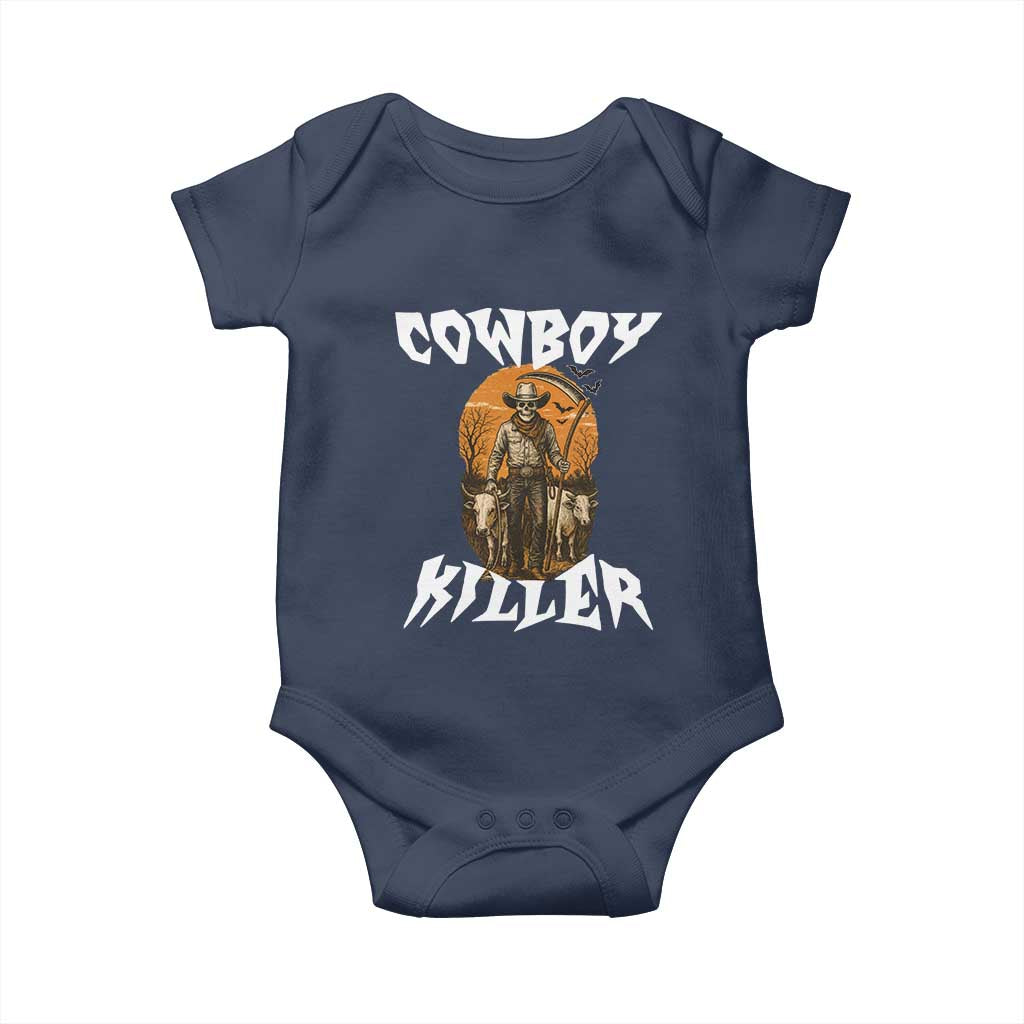 Cowboy Killer Halloween Skeleton Baby Onesie Gothic Western Art - Wonder Print Shop