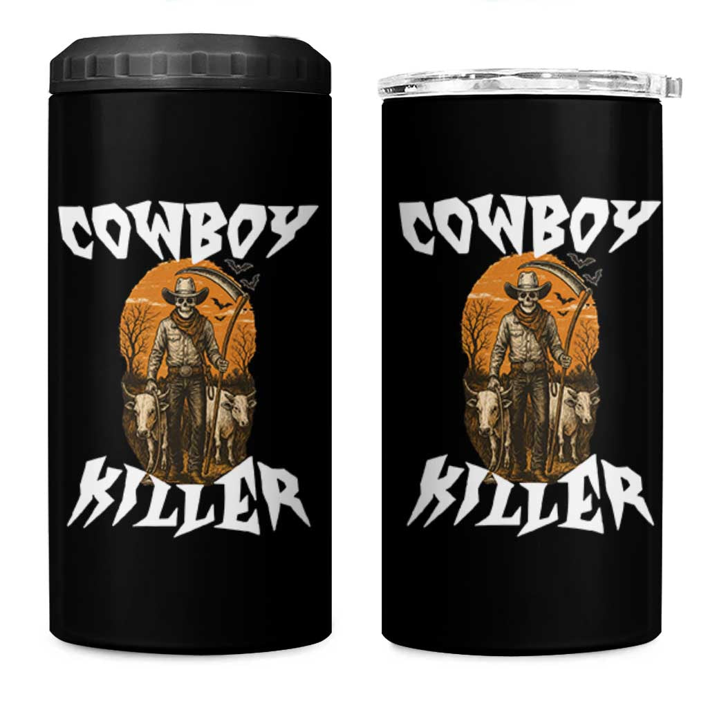Cowboy Killer Halloween Skeleton 4 in 1 Can Cooler Tumbler Gothic Western Art