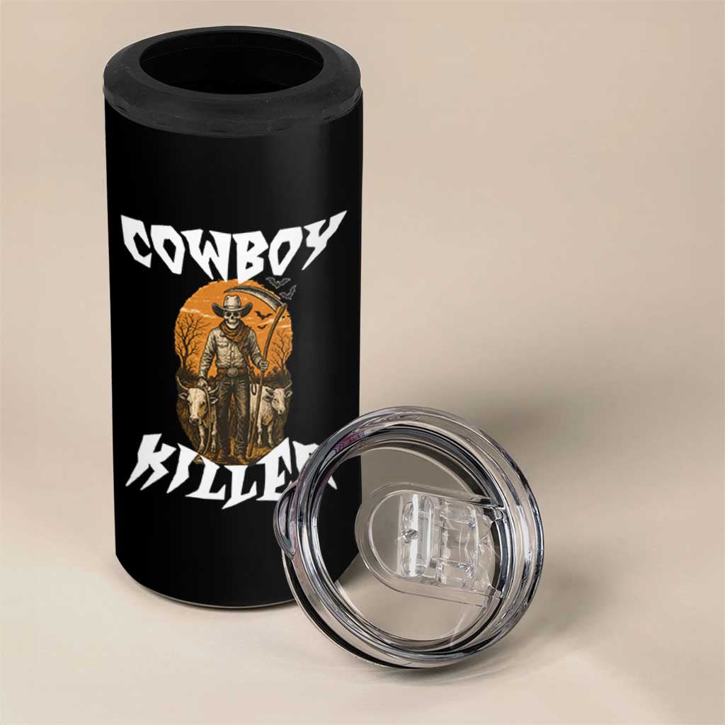 Cowboy Killer Halloween Skeleton 4 in 1 Can Cooler Tumbler Gothic Western Art