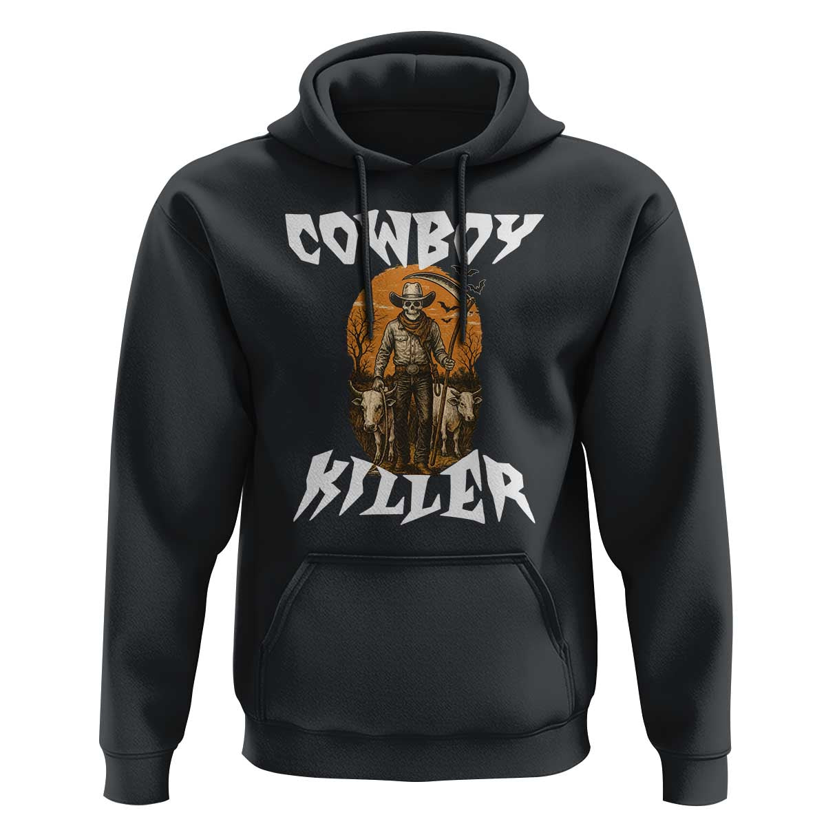 Cowboy Killer Halloween Skeleton Hoodie Gothic Western Art - Wonder Print Shop