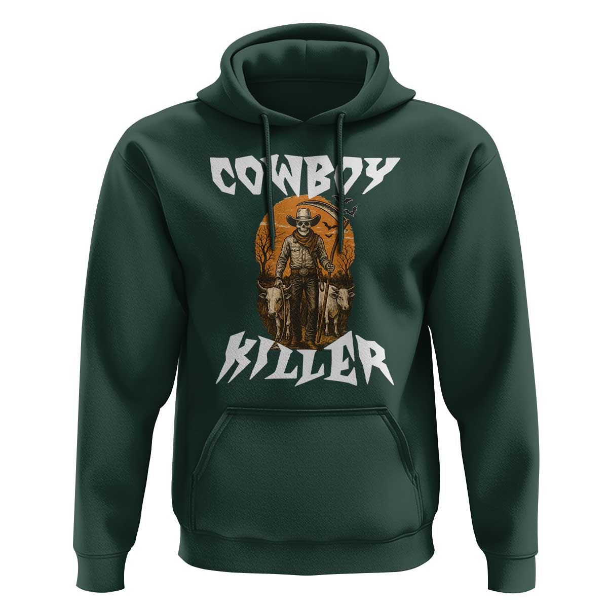 Cowboy Killer Halloween Skeleton Hoodie Gothic Western Art - Wonder Print Shop