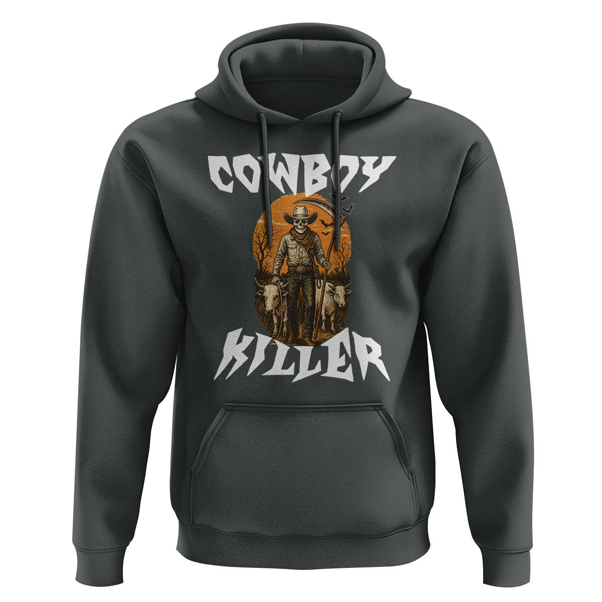 Cowboy Killer Halloween Skeleton Hoodie Gothic Western Art - Wonder Print Shop