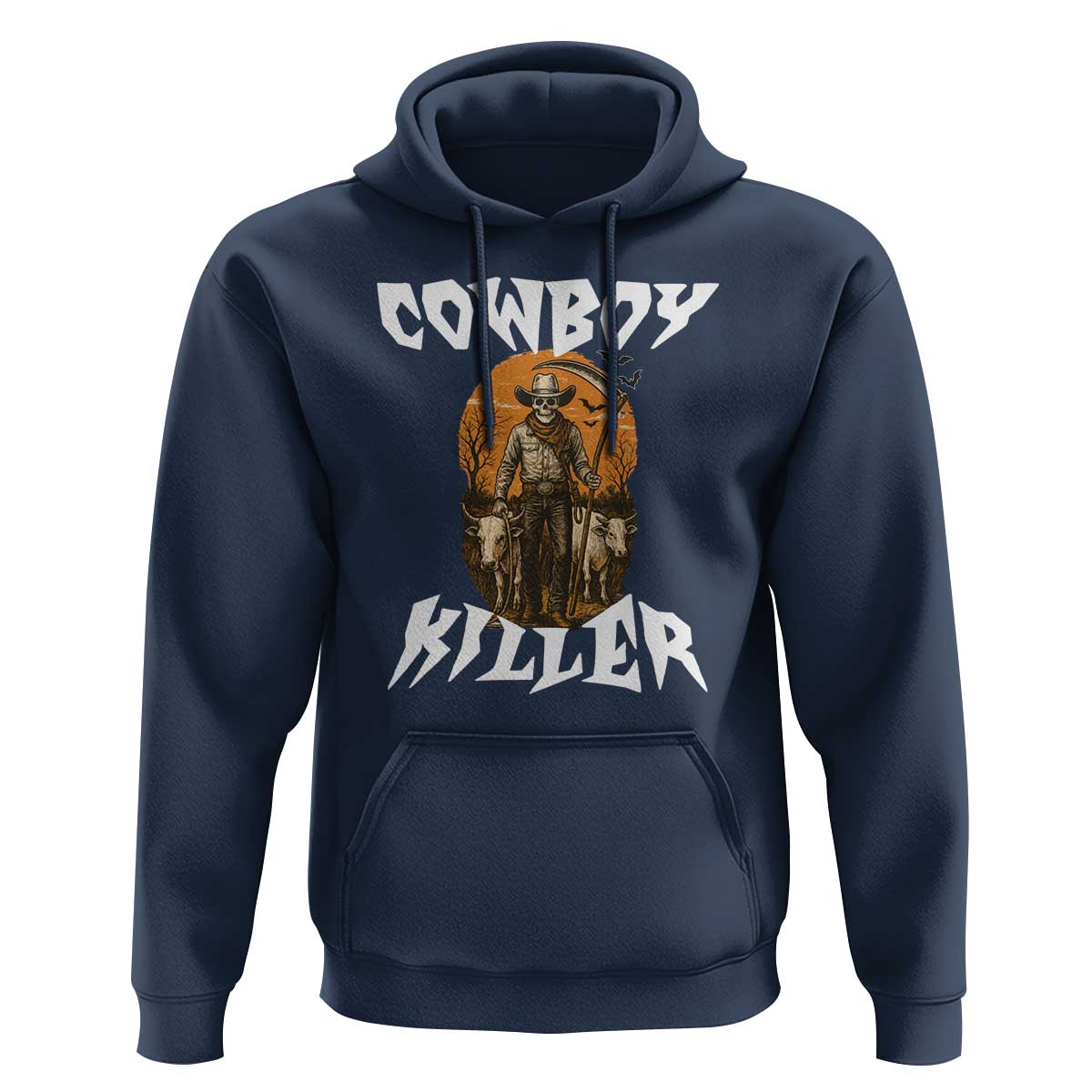 Cowboy Killer Halloween Skeleton Hoodie Gothic Western Art - Wonder Print Shop