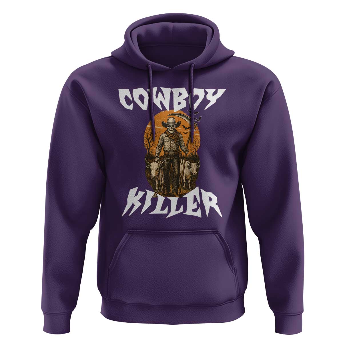 Cowboy Killer Halloween Skeleton Hoodie Gothic Western Art - Wonder Print Shop