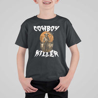 Cowboy Killer Halloween Skeleton T Shirt For Kid Gothic Western Art - Wonder Print Shop