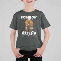 Cowboy Killer Halloween Skeleton T Shirt For Kid Gothic Western Art - Wonder Print Shop