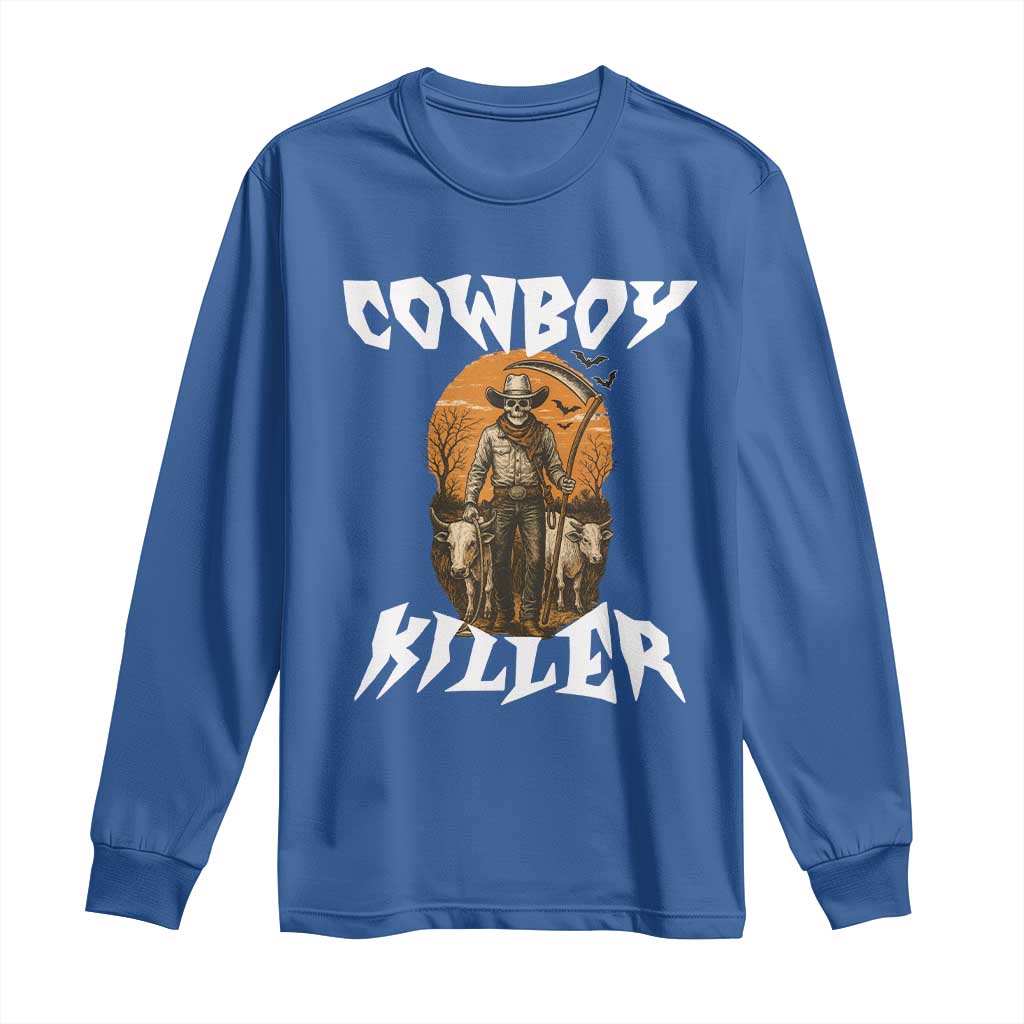 Cowboy Killer Halloween Skeleton Long Sleeve Shirt Gothic Western Art - Wonder Print Shop