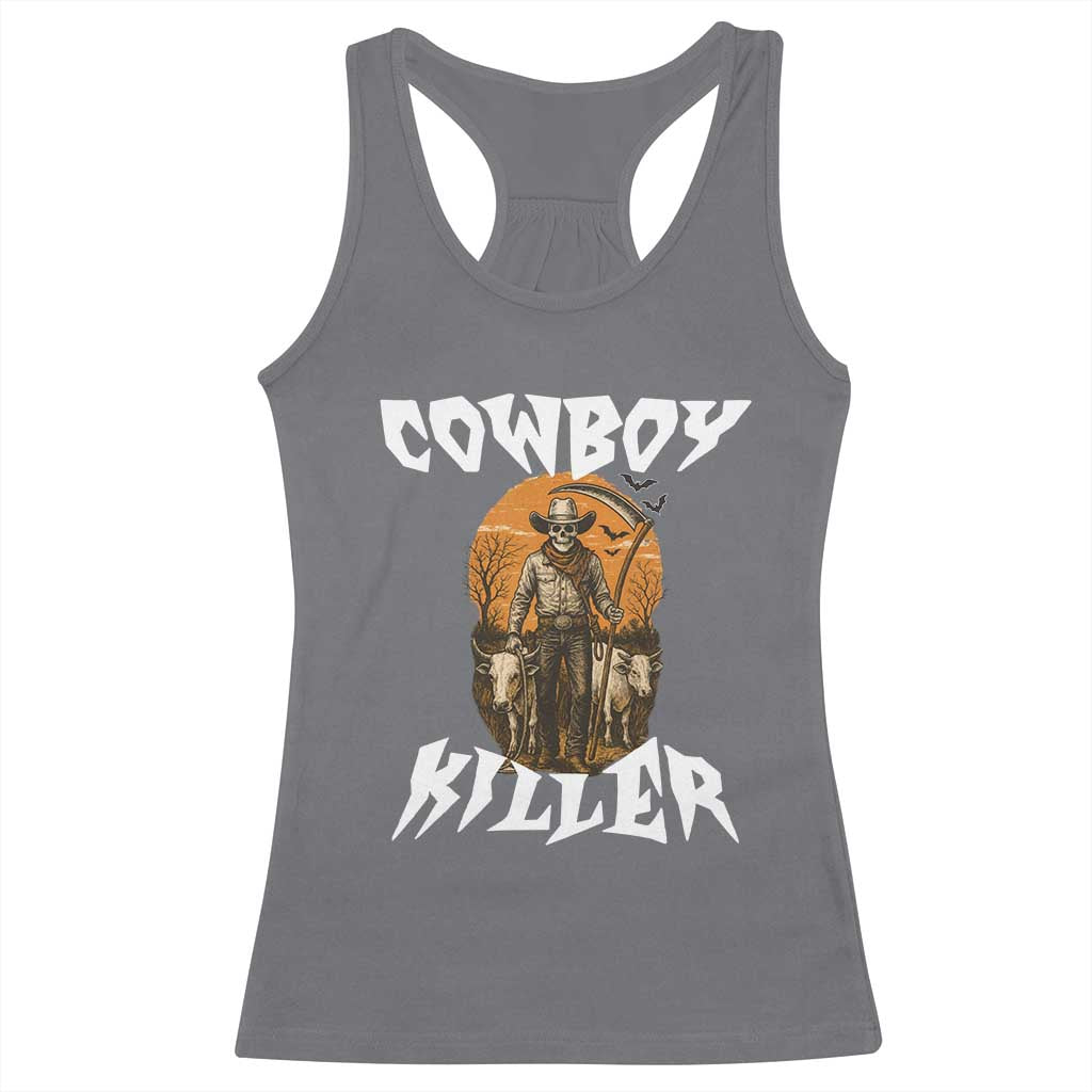 Cowboy Killer Halloween Skeleton Racerback Tank Top Gothic Western Art - Wonder Print Shop