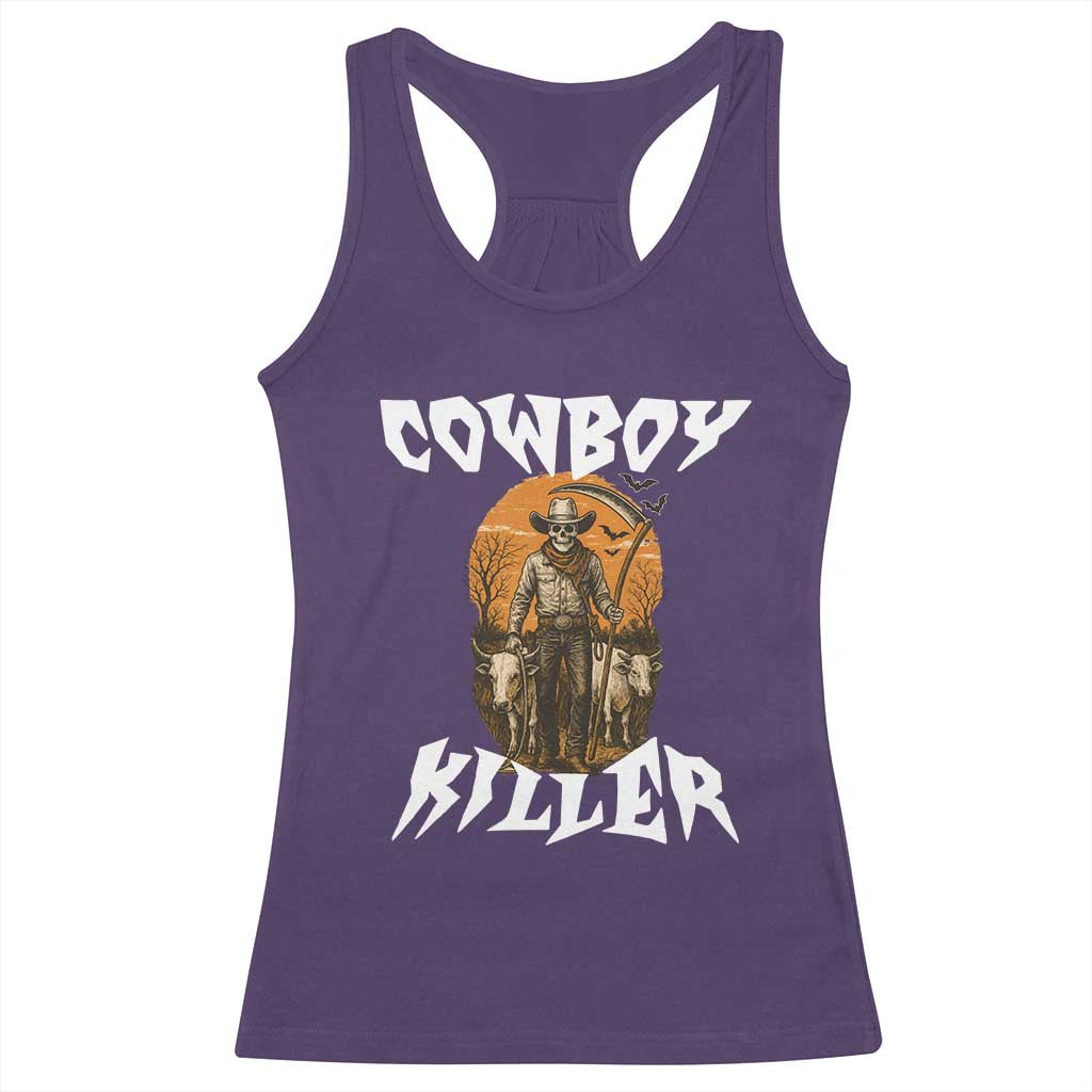 Cowboy Killer Halloween Skeleton Racerback Tank Top Gothic Western Art - Wonder Print Shop
