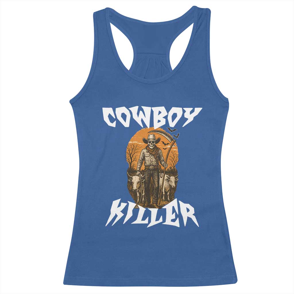 Cowboy Killer Halloween Skeleton Racerback Tank Top Gothic Western Art - Wonder Print Shop