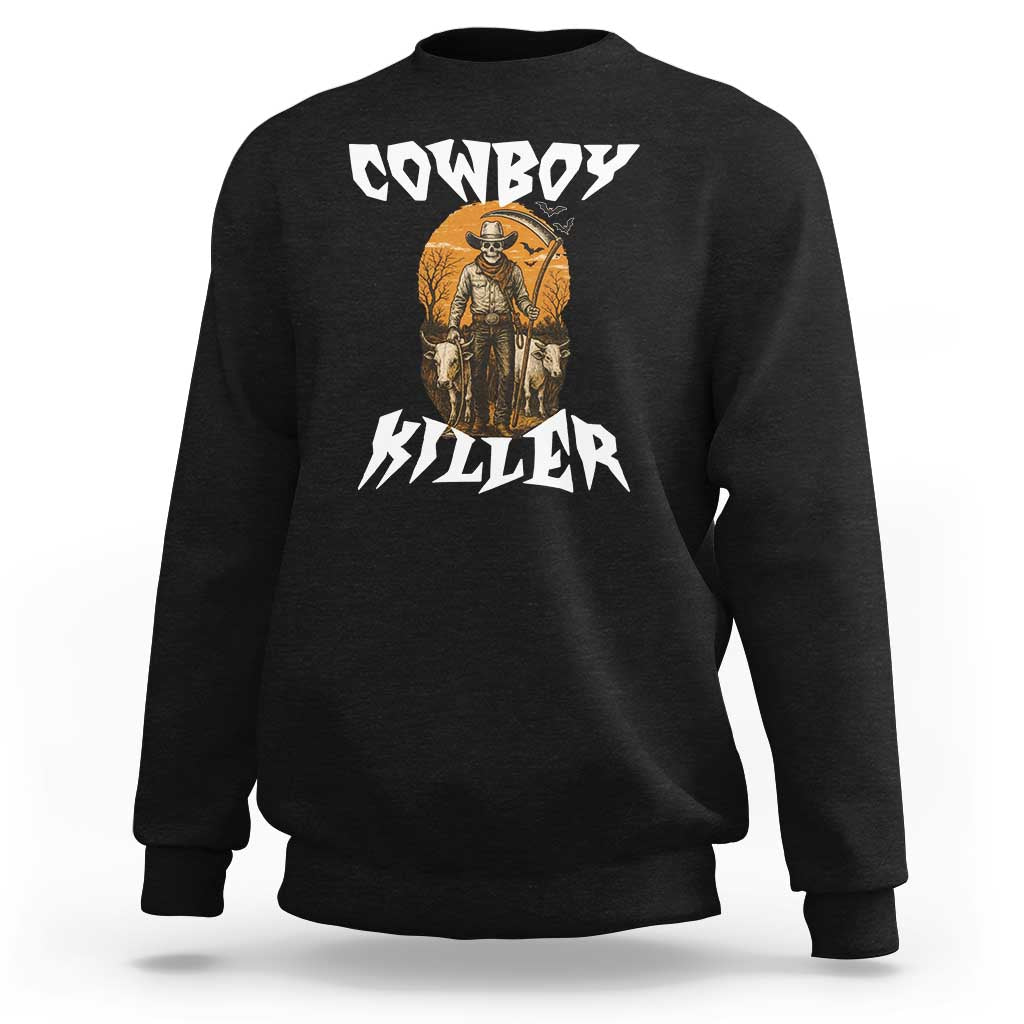 Cowboy Killer Halloween Skeleton Sweatshirt Gothic Western Art - Wonder Print Shop