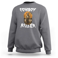 Cowboy Killer Halloween Skeleton Sweatshirt Gothic Western Art - Wonder Print Shop