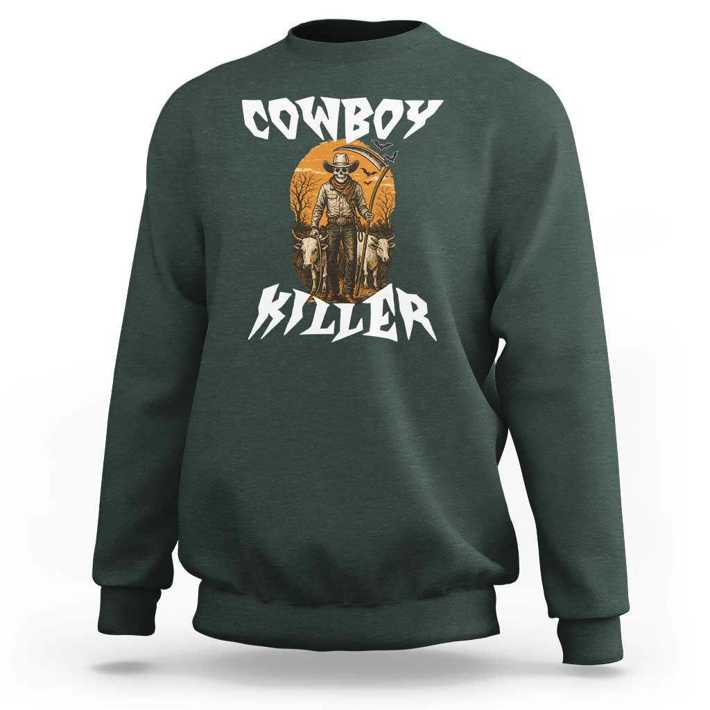 Cowboy Killer Halloween Skeleton Sweatshirt Gothic Western Art - Wonder Print Shop
