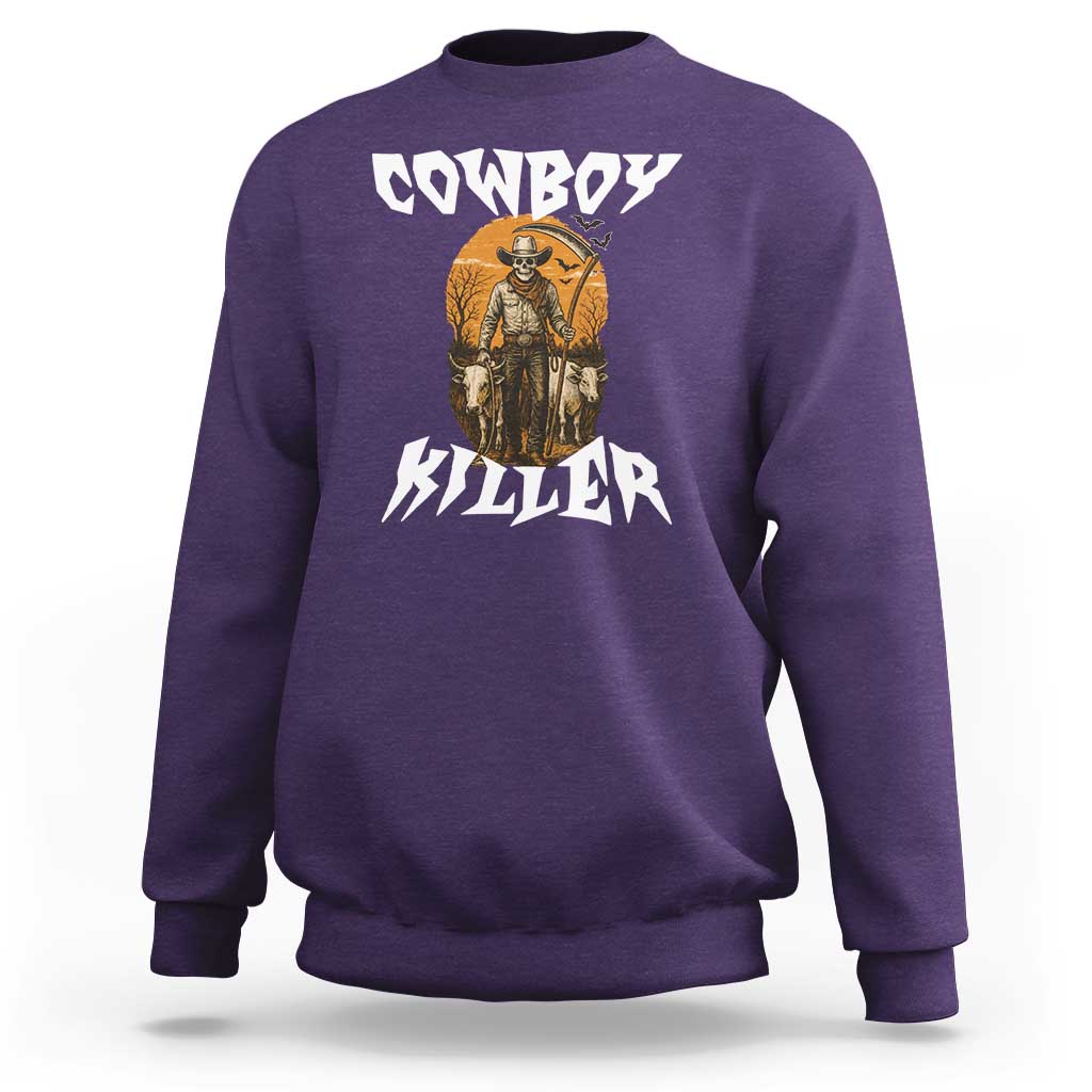 Cowboy Killer Halloween Skeleton Sweatshirt Gothic Western Art - Wonder Print Shop