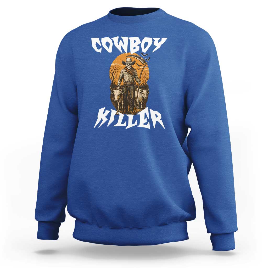 Cowboy Killer Halloween Skeleton Sweatshirt Gothic Western Art - Wonder Print Shop