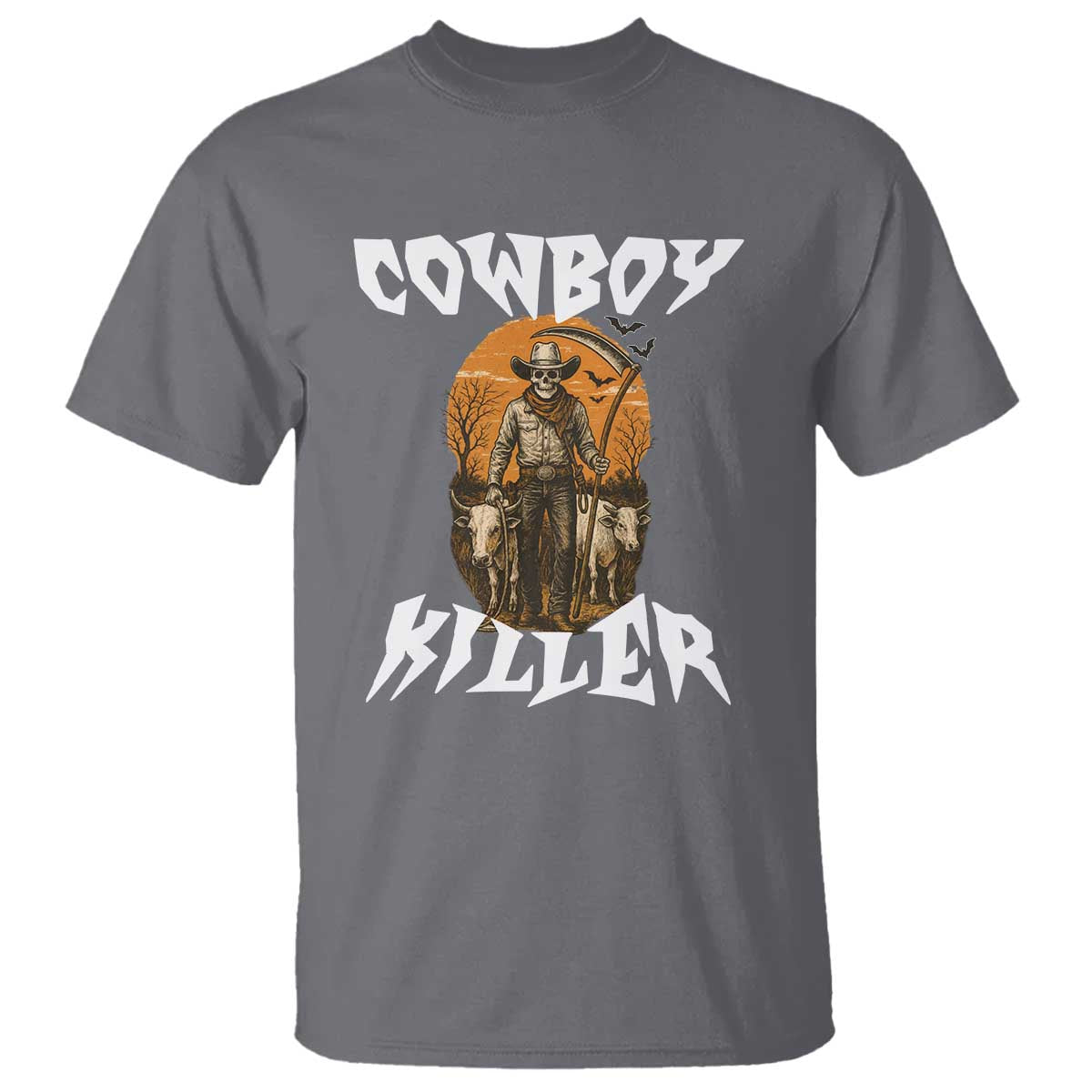 Cowboy Killer Halloween Skeleton T Shirt Gothic Western Art - Wonder Print Shop