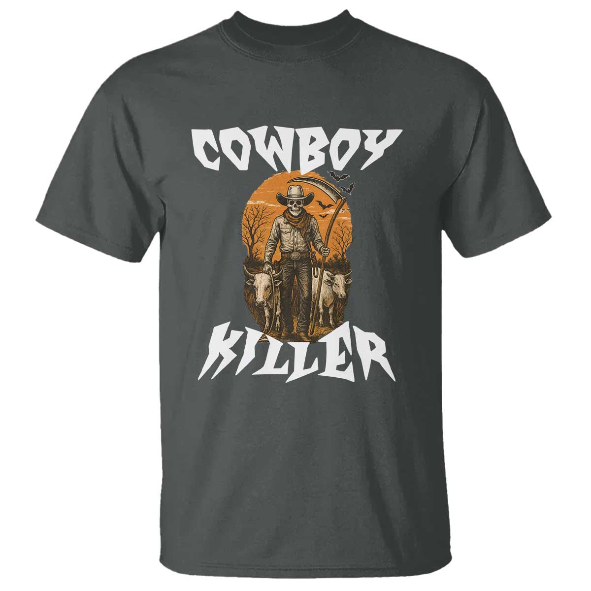 Cowboy Killer Halloween Skeleton T Shirt Gothic Western Art - Wonder Print Shop