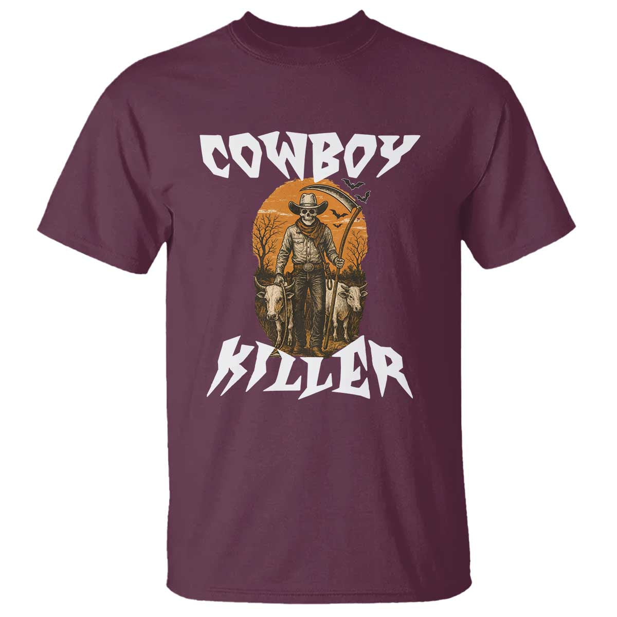 Cowboy Killer Halloween Skeleton T Shirt Gothic Western Art - Wonder Print Shop