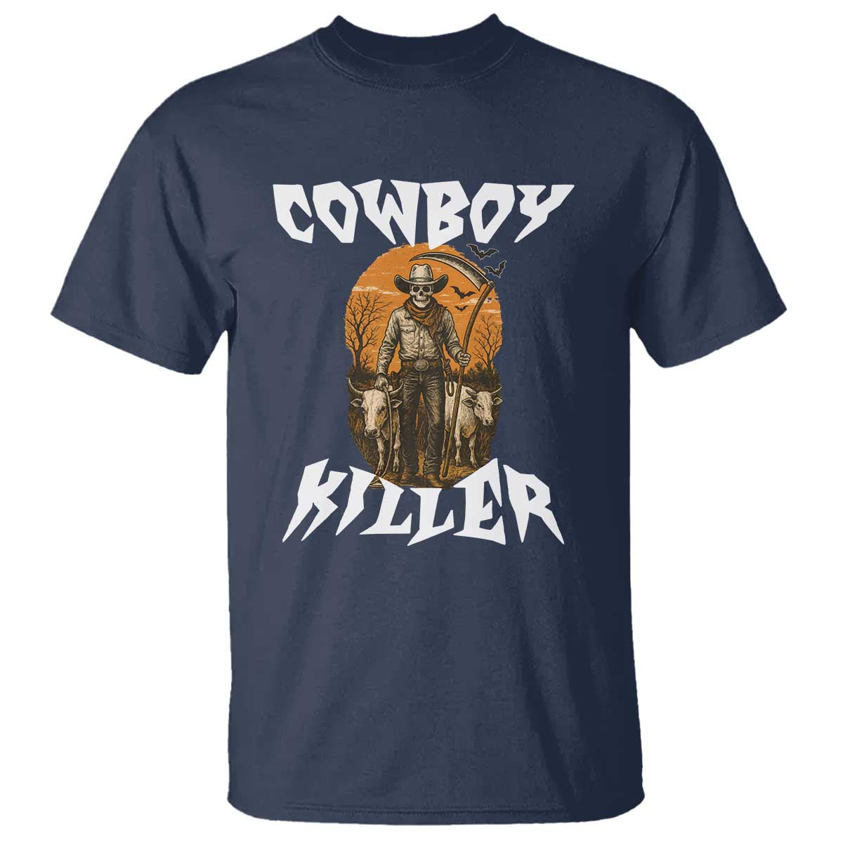 Cowboy Killer Halloween Skeleton T Shirt Gothic Western Art - Wonder Print Shop