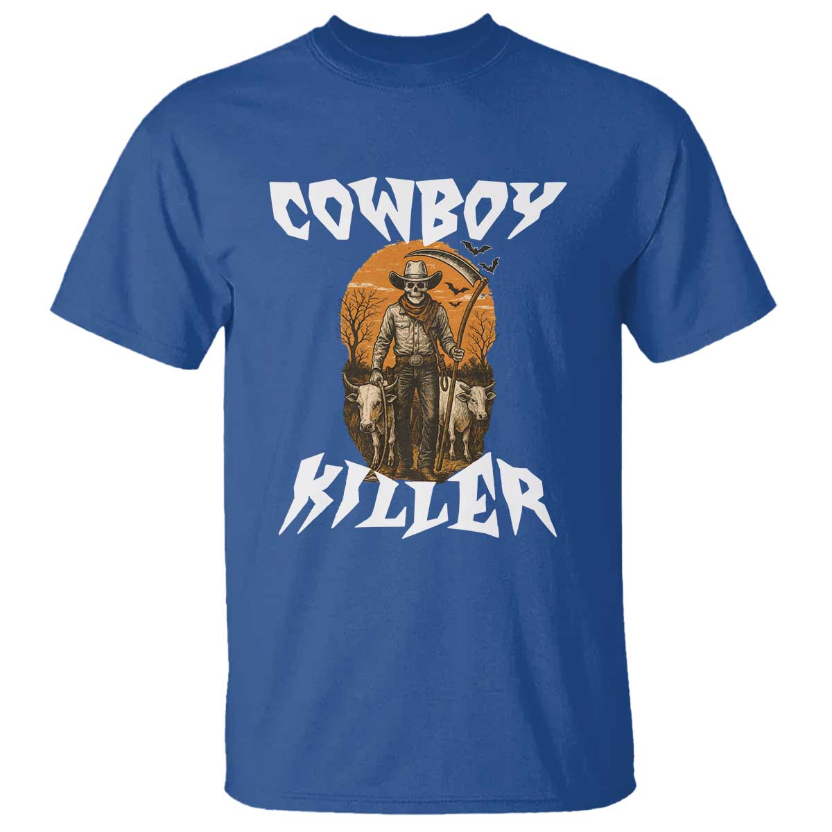 Cowboy Killer Halloween Skeleton T Shirt Gothic Western Art - Wonder Print Shop