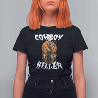 Cowboy Killer Halloween Skeleton T Shirt For Women Gothic Western Art - Wonder Print Shop