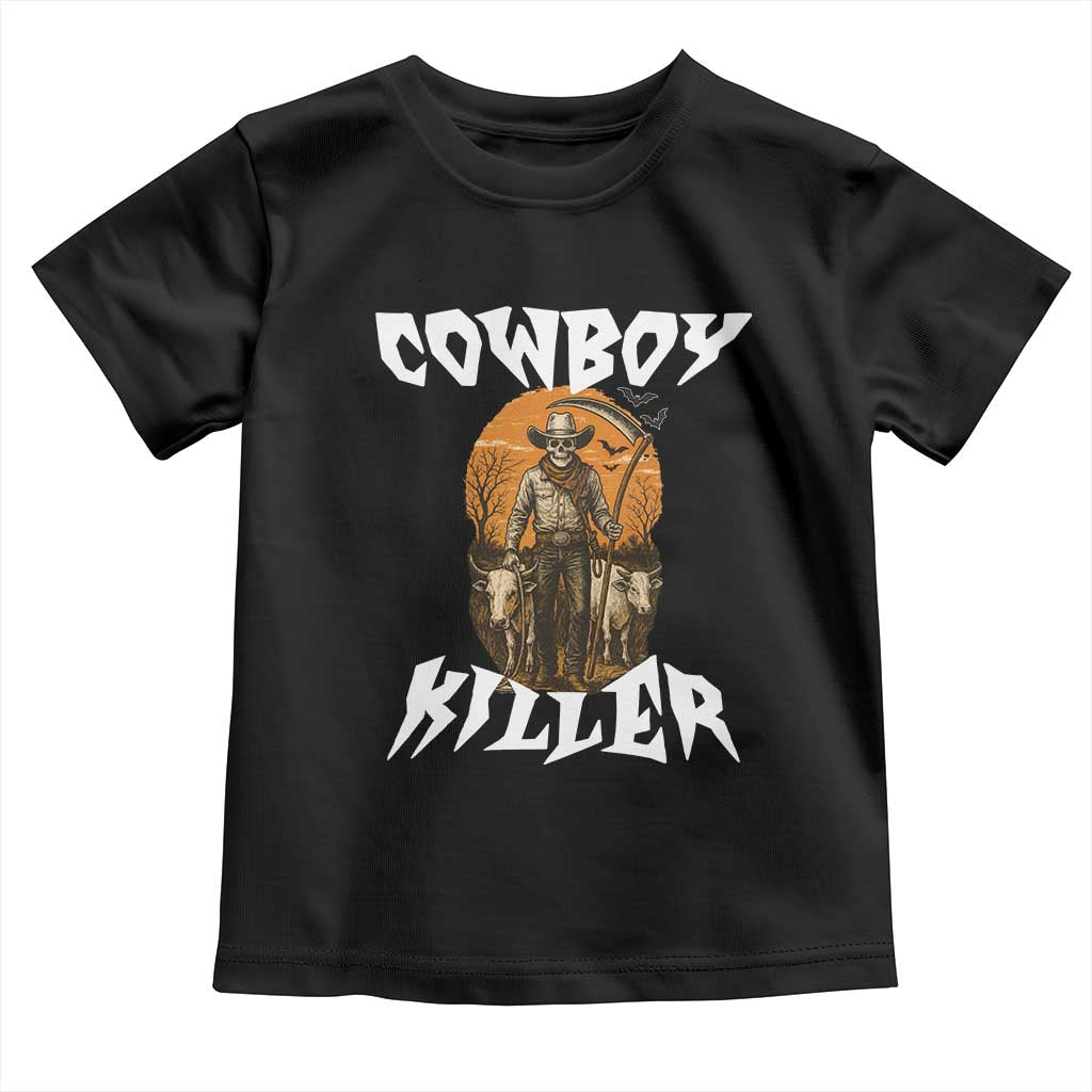 Cowboy Killer Halloween Skeleton Toddler T Shirt Gothic Western Art - Wonder Print Shop
