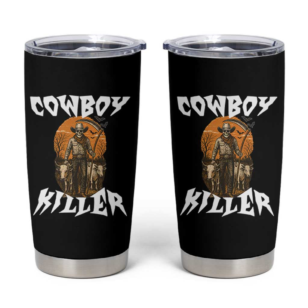 Cowboy Killer Halloween Skeleton Tumbler Cup Gothic Western Art