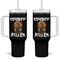 Cowboy Killer Halloween Skeleton Tumbler With Handle Gothic Western Art