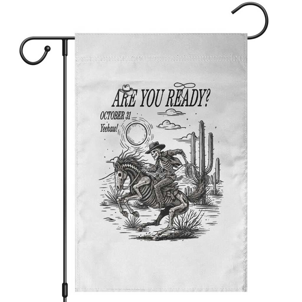 Halloween Skeleton Garden Flag Are You Ready October 31 Rodeo Cowboy - Wonder Print Shop