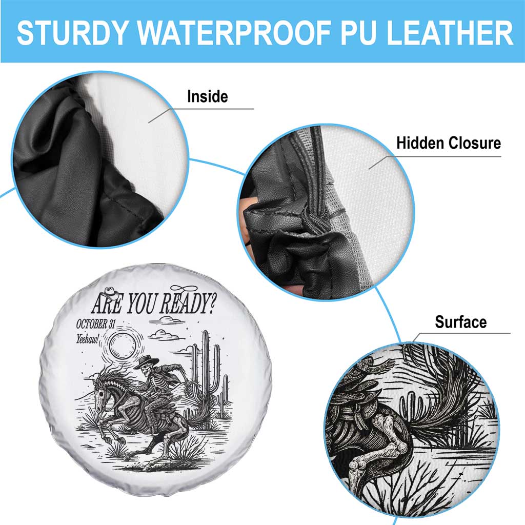 Halloween Skeleton Spare Tire Cover Are You Ready October 31 Rodeo Cowboy - Wonder Print Shop