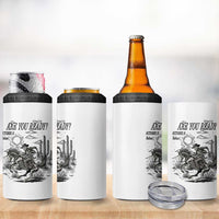 Halloween Skeleton 4 in 1 Can Cooler Tumbler Are You Ready October 31 Rodeo Cowboy