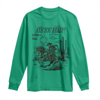 Halloween Skeleton Long Sleeve Shirt Are You Ready October 31 Rodeo Cowboy - Wonder Print Shop