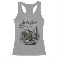 Halloween Skeleton Racerback Tank Top Are You Ready October 31 Rodeo Cowboy - Wonder Print Shop