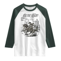 Halloween Skeleton Raglan Shirt Are You Ready October 31 Rodeo Cowboy - Wonder Print Shop