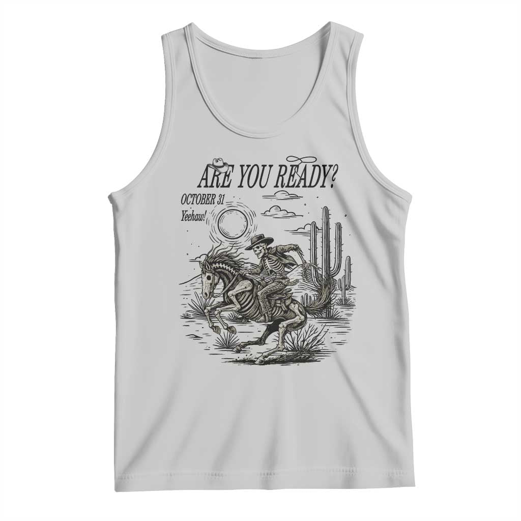 Halloween Skeleton Tank Top Are You Ready October 31 Rodeo Cowboy - Wonder Print Shop