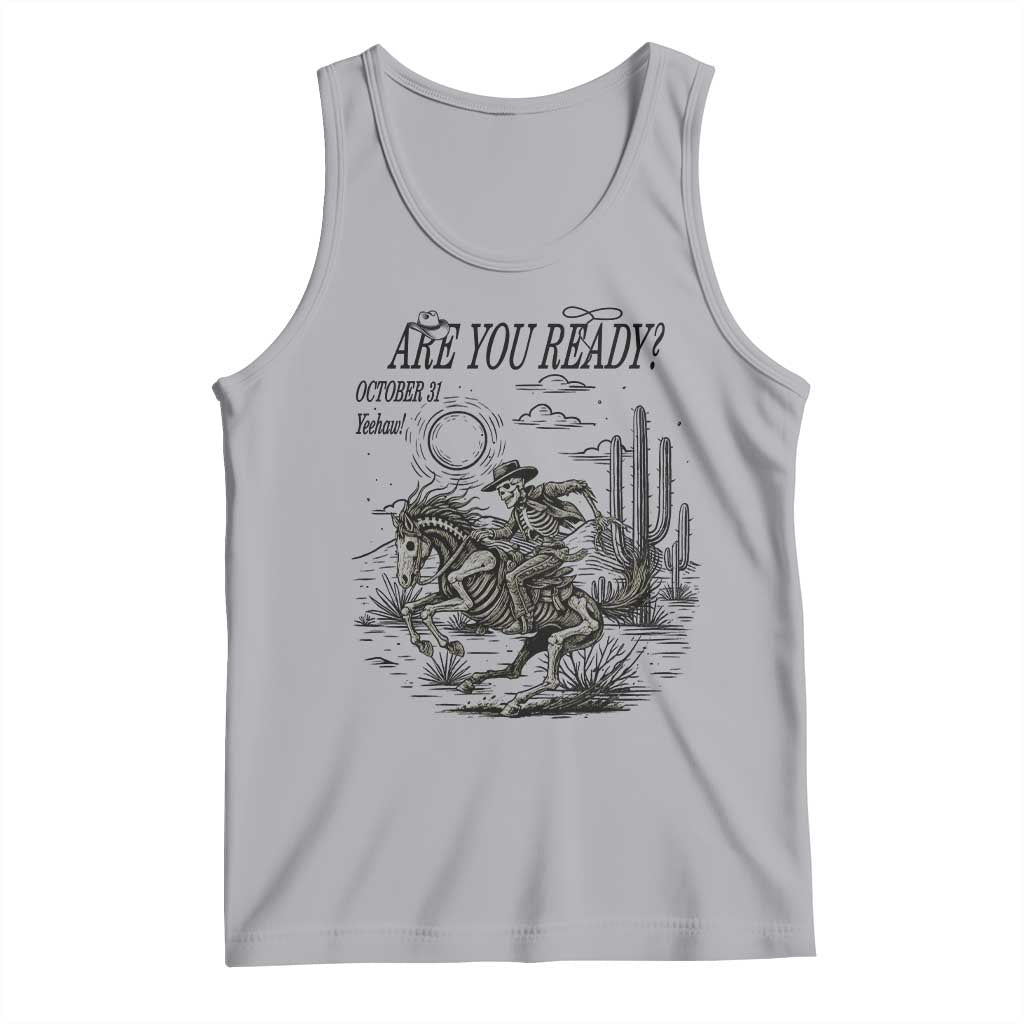 Halloween Skeleton Tank Top Are You Ready October 31 Rodeo Cowboy - Wonder Print Shop