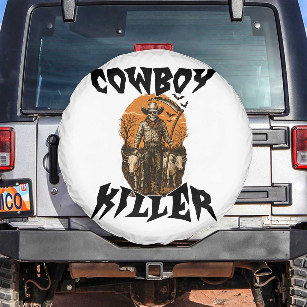 Halloween Skeleton Spare Tire Cover Cowboy Killer Spooky Western Horror Design - Wonder Print Shop