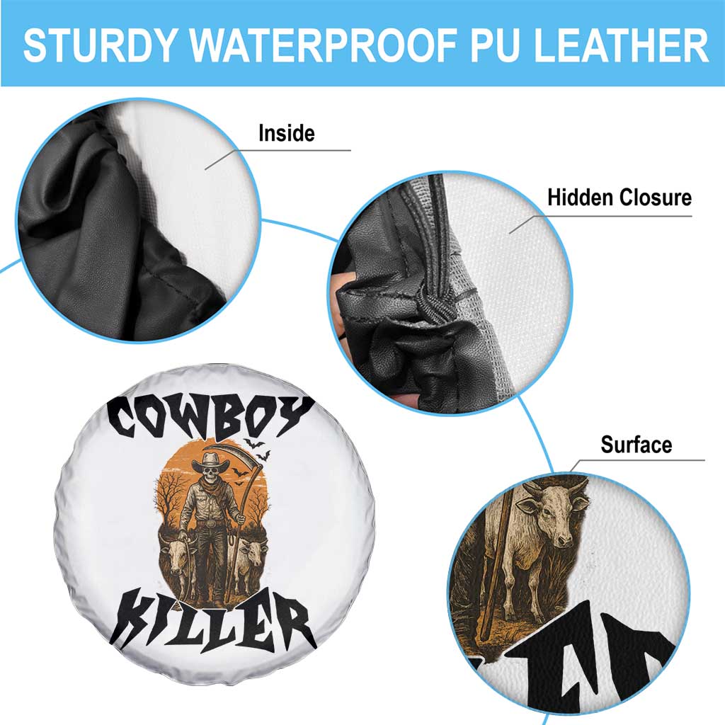 Halloween Skeleton Spare Tire Cover Cowboy Killer Spooky Western Horror Design - Wonder Print Shop