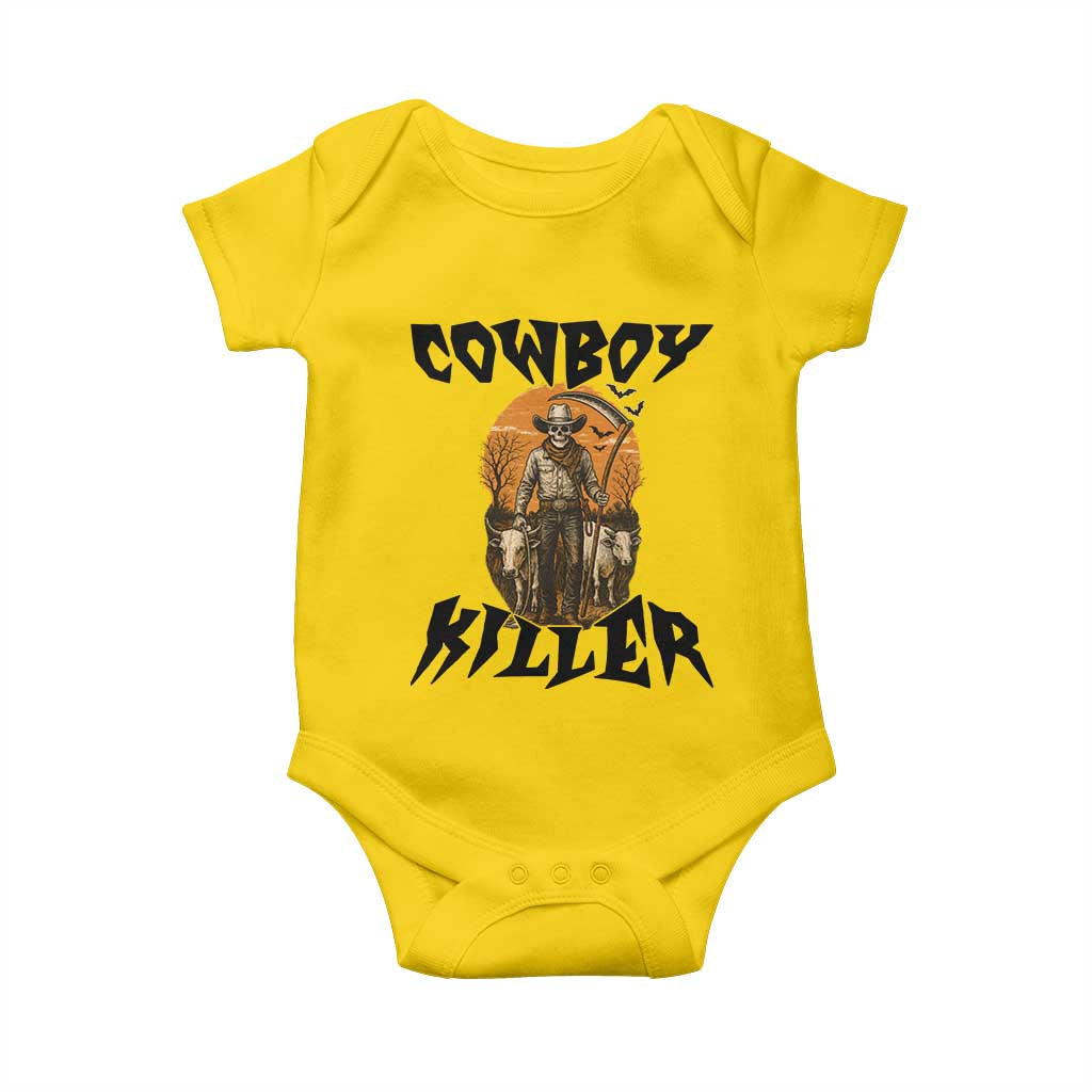 Halloween Skeleton Baby Onesie Cowboy Killer Spooky Western Horror Design - Wonder Print Shop