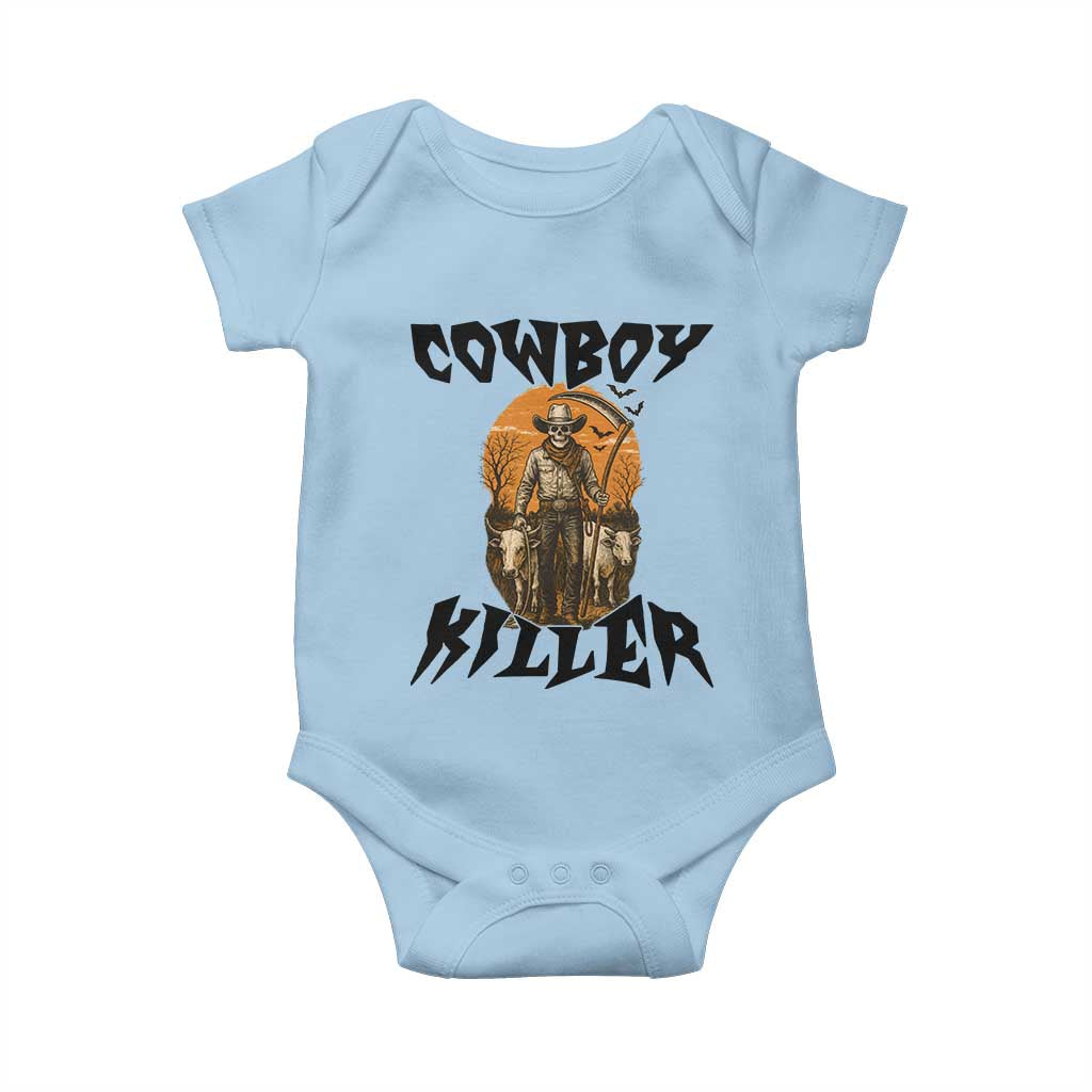 Halloween Skeleton Baby Onesie Cowboy Killer Spooky Western Horror Design - Wonder Print Shop