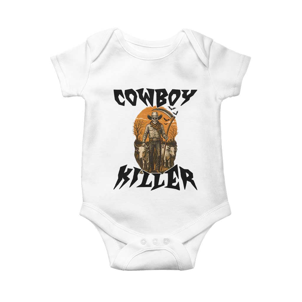 Halloween Skeleton Baby Onesie Cowboy Killer Spooky Western Horror Design - Wonder Print Shop