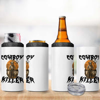 Halloween Skeleton 4 in 1 Can Cooler Tumbler Cowboy Killer Spooky Western Horror Design