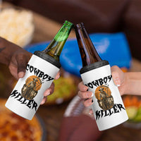 Halloween Skeleton 4 in 1 Can Cooler Tumbler Cowboy Killer Spooky Western Horror Design