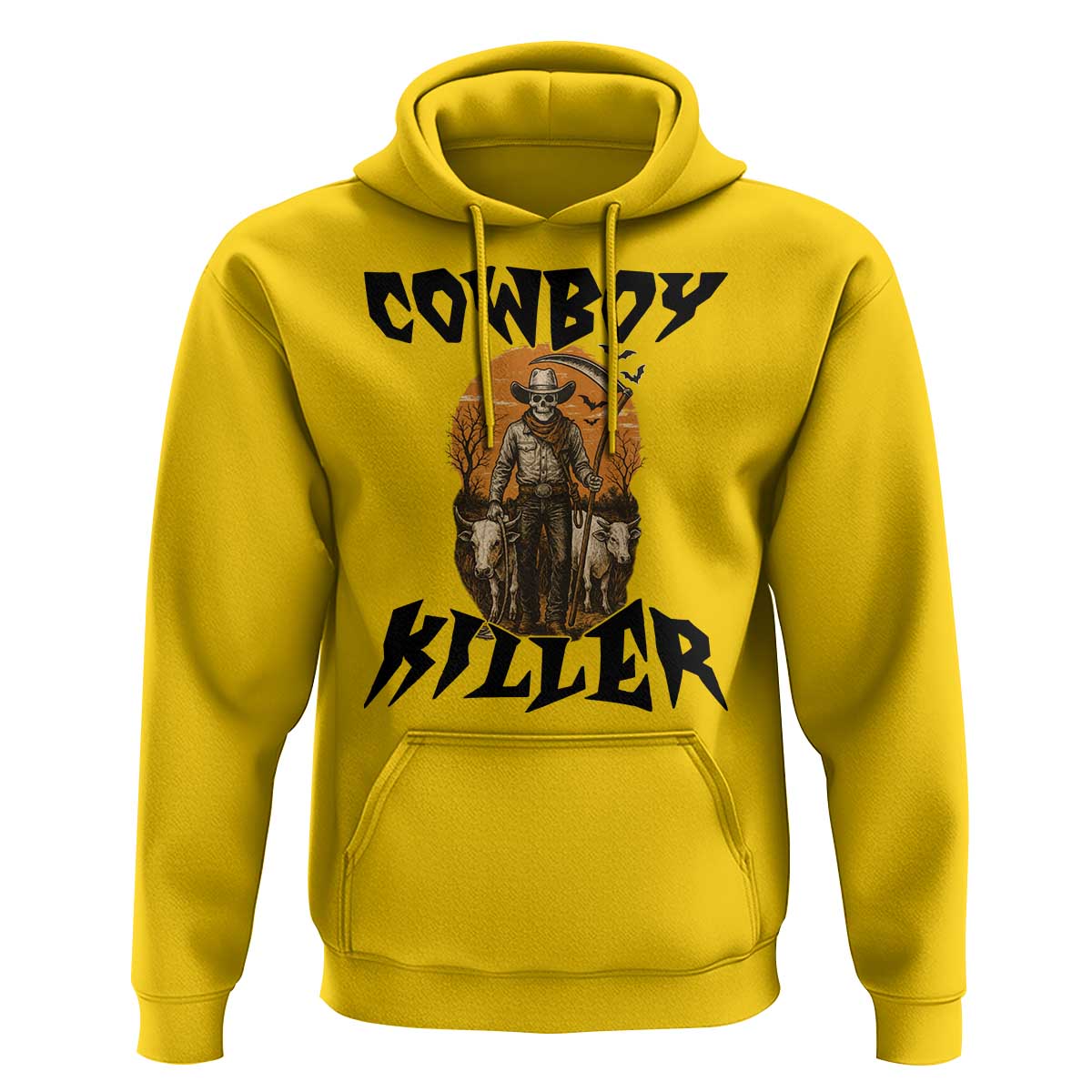 Halloween Skeleton Hoodie Cowboy Killer Spooky Western Horror Design - Wonder Print Shop