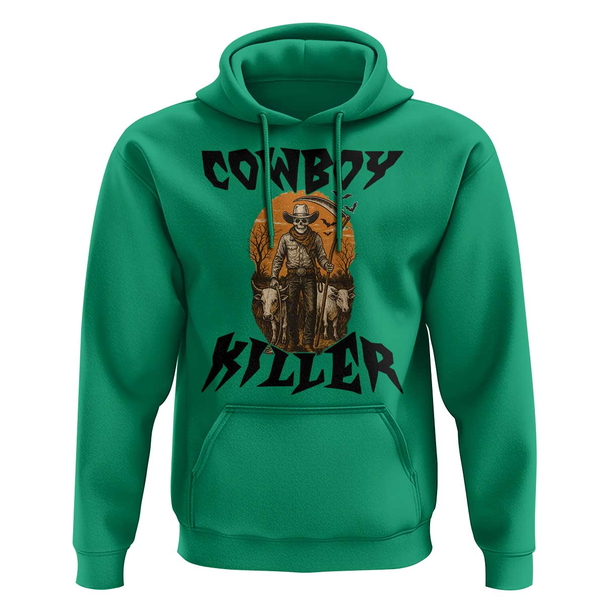 Halloween Skeleton Hoodie Cowboy Killer Spooky Western Horror Design - Wonder Print Shop