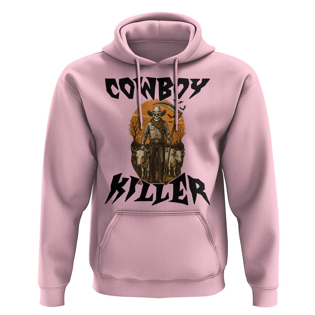 Halloween Skeleton Hoodie Cowboy Killer Spooky Western Horror Design - Wonder Print Shop