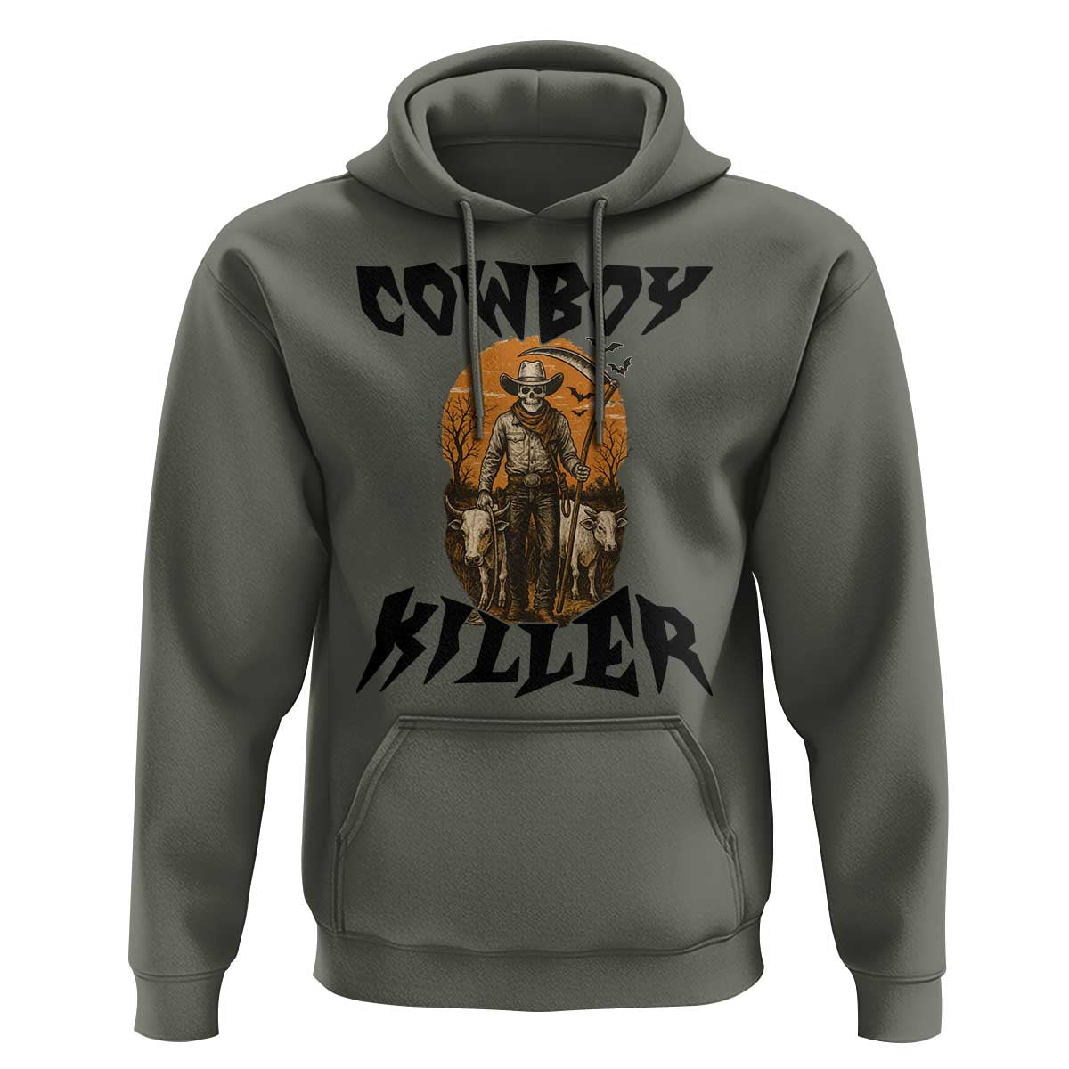 Halloween Skeleton Hoodie Cowboy Killer Spooky Western Horror Design - Wonder Print Shop